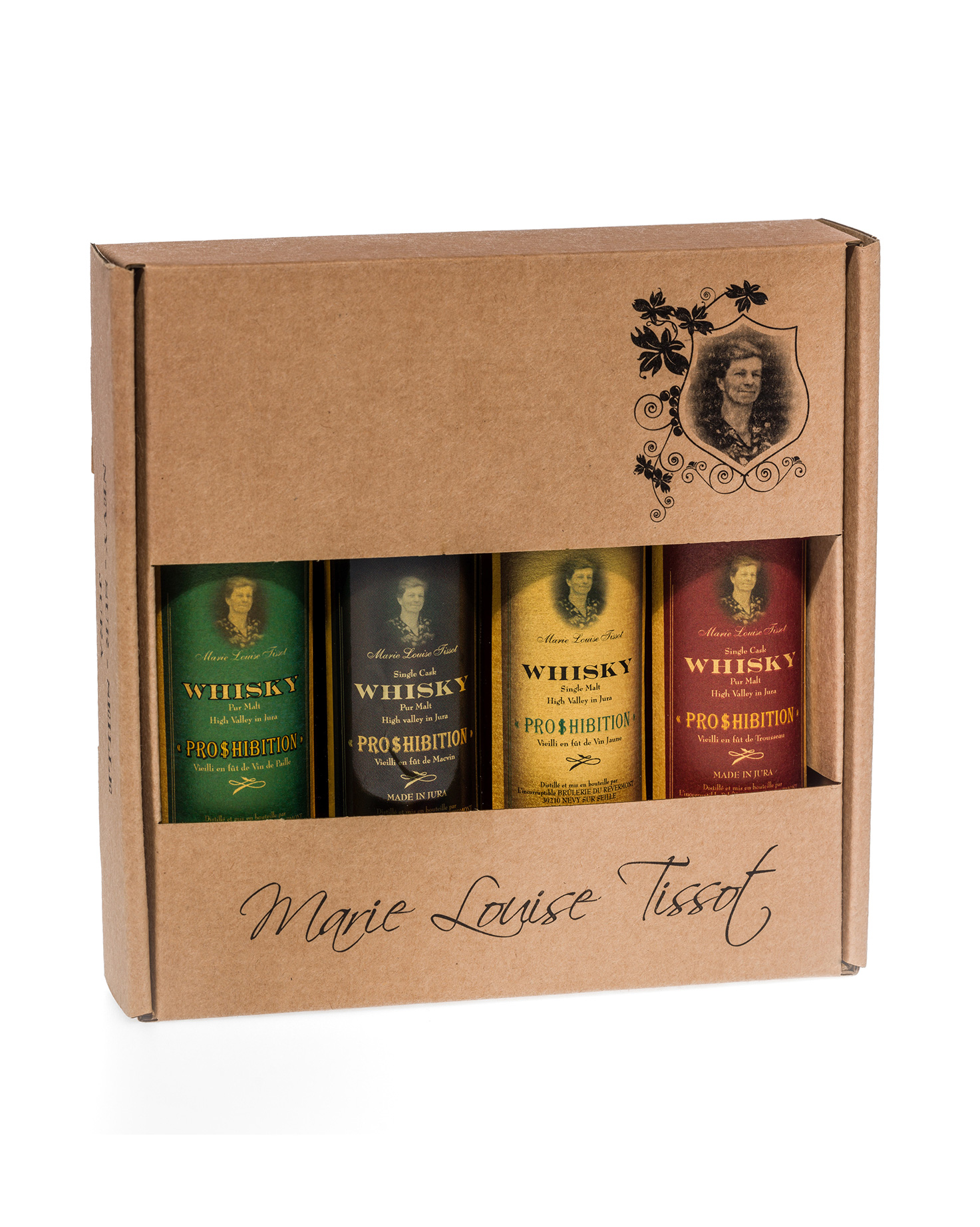 Ancien coffret de 4 bouteilles miniatures de liqueur pour collection  mignonette